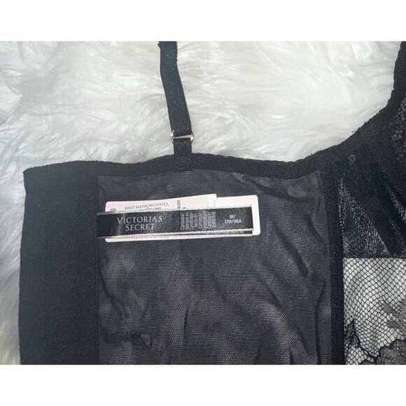Victorias Secret Lace Longline Bra Corset Underwire Womens M Medium Black New - Picture 7 of 7